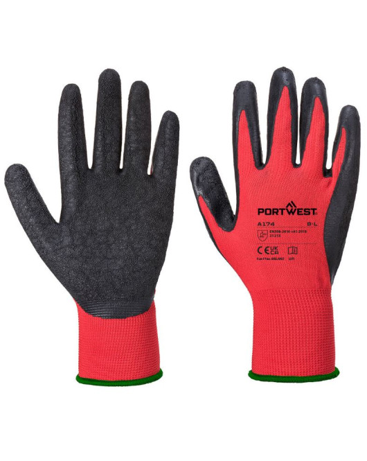 Flex Grip Latex Glove Red/Black Pack 12