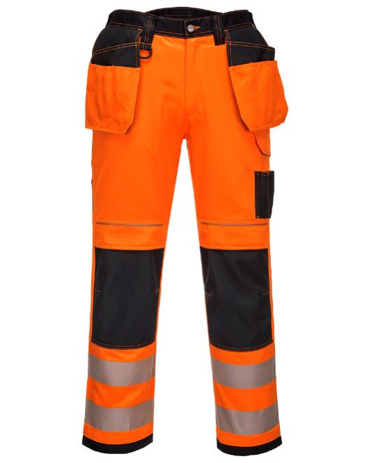 Hi-Vis Holster Pocket Work Trousers Orange/Black