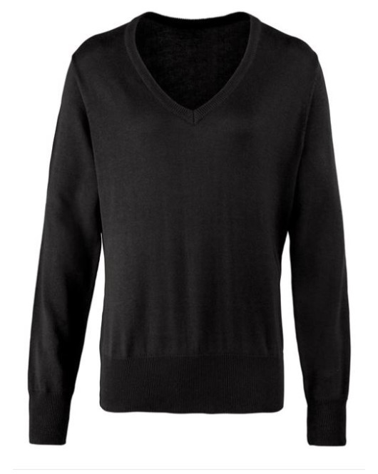 Premier V-Neck Ladies Knitted Jumper Black